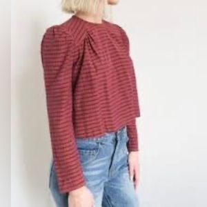 Wilfred le fou  Sachi cottagecore gingham long sleeve blouse size xs